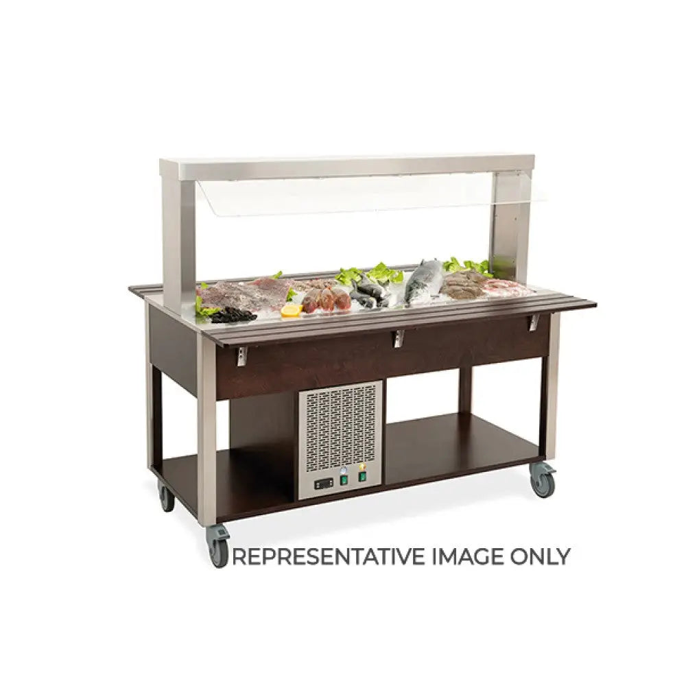 BUFFET FREDDO CON PARAFIATO FISSO ILLUMINAZIONE A LED 5XGN 1/1 TINTO WENGÉ - 6900.5-W - METALCARRELLI - CARRELLI