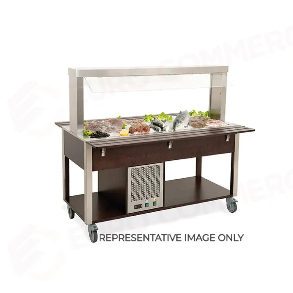 BUFFET FREDDO CON PARAFIATO FISSO ILLUMINAZIONE A LED 6XGN 1/1 LACCATO RAL - 6900.6-R - METALCARRELLI - CARRELLI