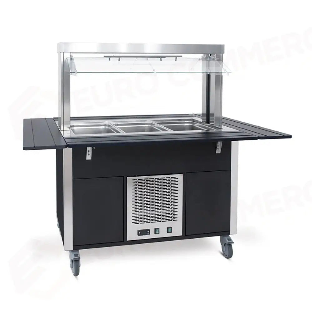 BUFFET FREDDO CON PARAFIATO MOBILE ARMADIATO ILLUMINAZIONE A LED 3XGN 1/1 NERO - 6900CPB.3M-N - METALCARRELLI - CARRELLI