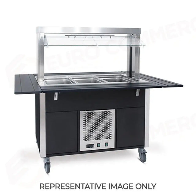 BUFFET FREDDO CON PARAFIATO MOBILE, ARMADIATO, ILLUMINAZIONE A LED, 5XGN 1/1, TINTO WENGÉ - 6900CPB.5M-W - METALCARRELLI