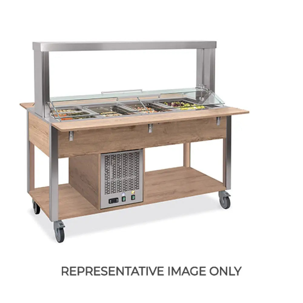 BUFFET FREDDO CON PARAFIATO MOBILE ILLUMINAZIONE A LED 2XGN 1/1 LACCATO RAL - 6900.2M-RAL - METALCARRELLI - CARRELLI