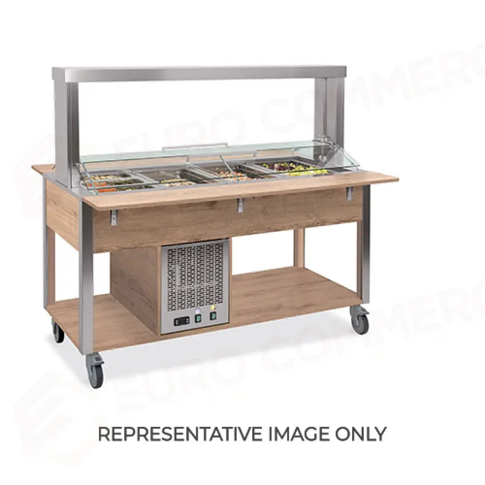 BUFFET FREDDO CON PARAFIATO MOBILE ILLUMINAZIONE A LED 6XGN 1/1 NERO - 6900.6M-N - METALCARRELLI - CARRELLI