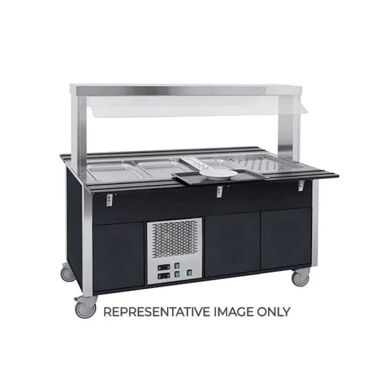 BUFFET MISTO GN 4/1 2 CALDI-2 FREDDI PARAFIATO FISSO ARMADIATO ILLUMINAZIONE A LED TINTO WENGÉ - 6920CPB.4F2-W