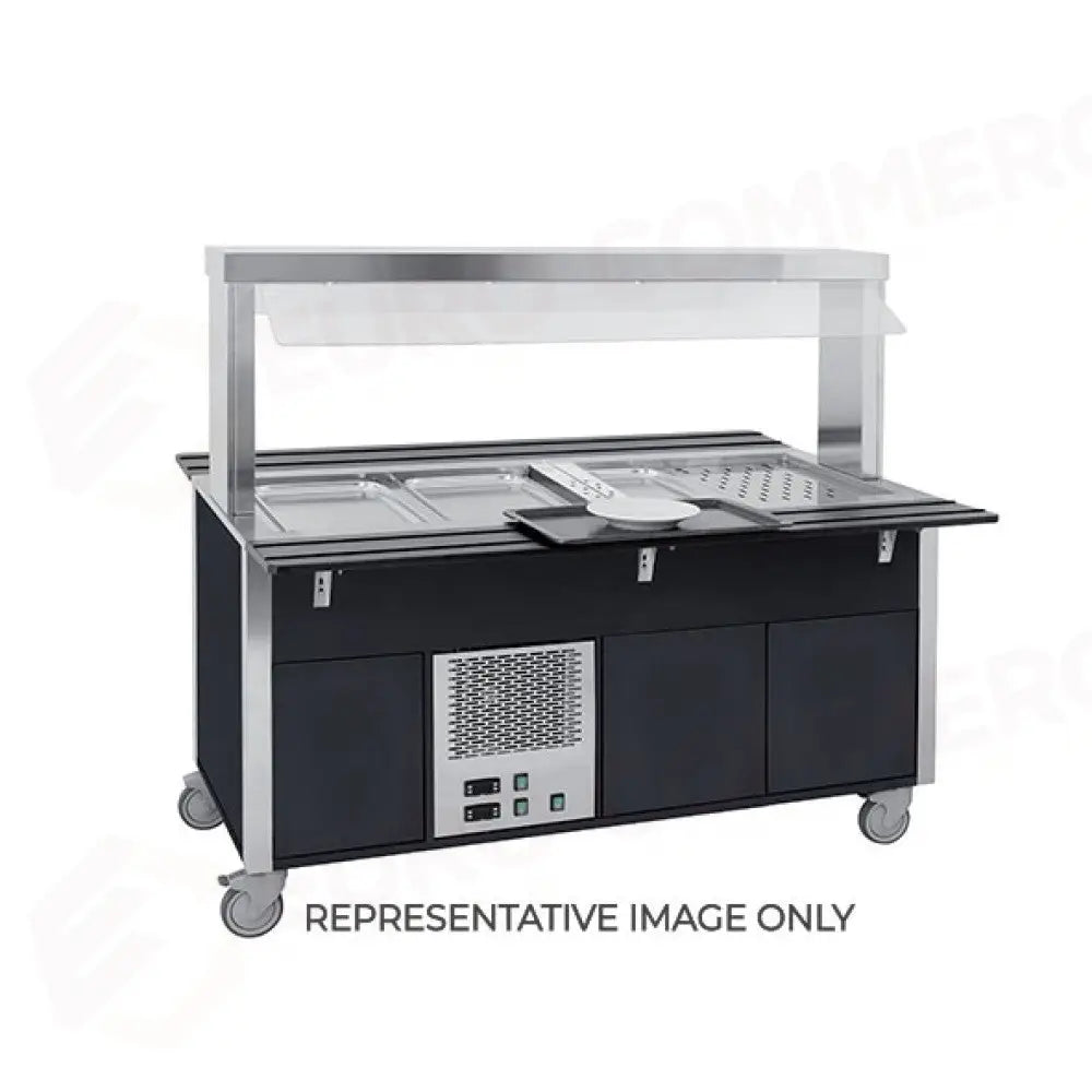 BUFFET MISTO GN 4/1 2 CALDI-2 FREDDI PARAFIATO FISSO ARMADIATO ILLUMINAZIONE A LED LACCATO RAL - 6920CPB.4F2-R