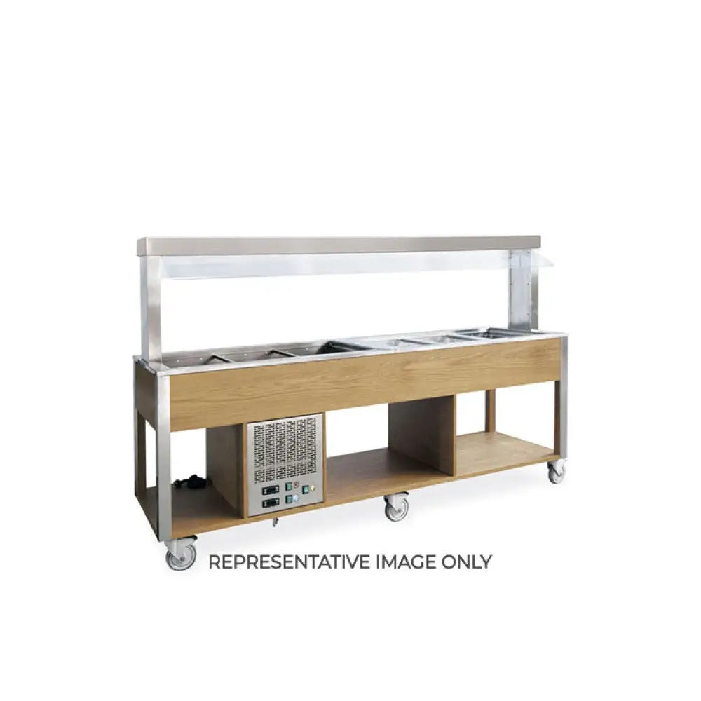 BUFFET MISTO GN 5/1 2 CALDI-3 FREDDI PARAFIATO FISSO ILLUMINAZIONE A LED NERO - 6920.5F3-N - METALCARRELLI - CARRELLI