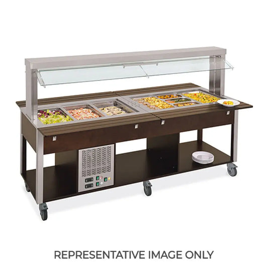 BUFFET MISTO GN 5/1 2 CALDI-3 FREDDI PARAFIATO MOBILE ILLUMINAZIONE A LED NERO - 6920.5F3M-N - METALCARRELLI - CARRELLI