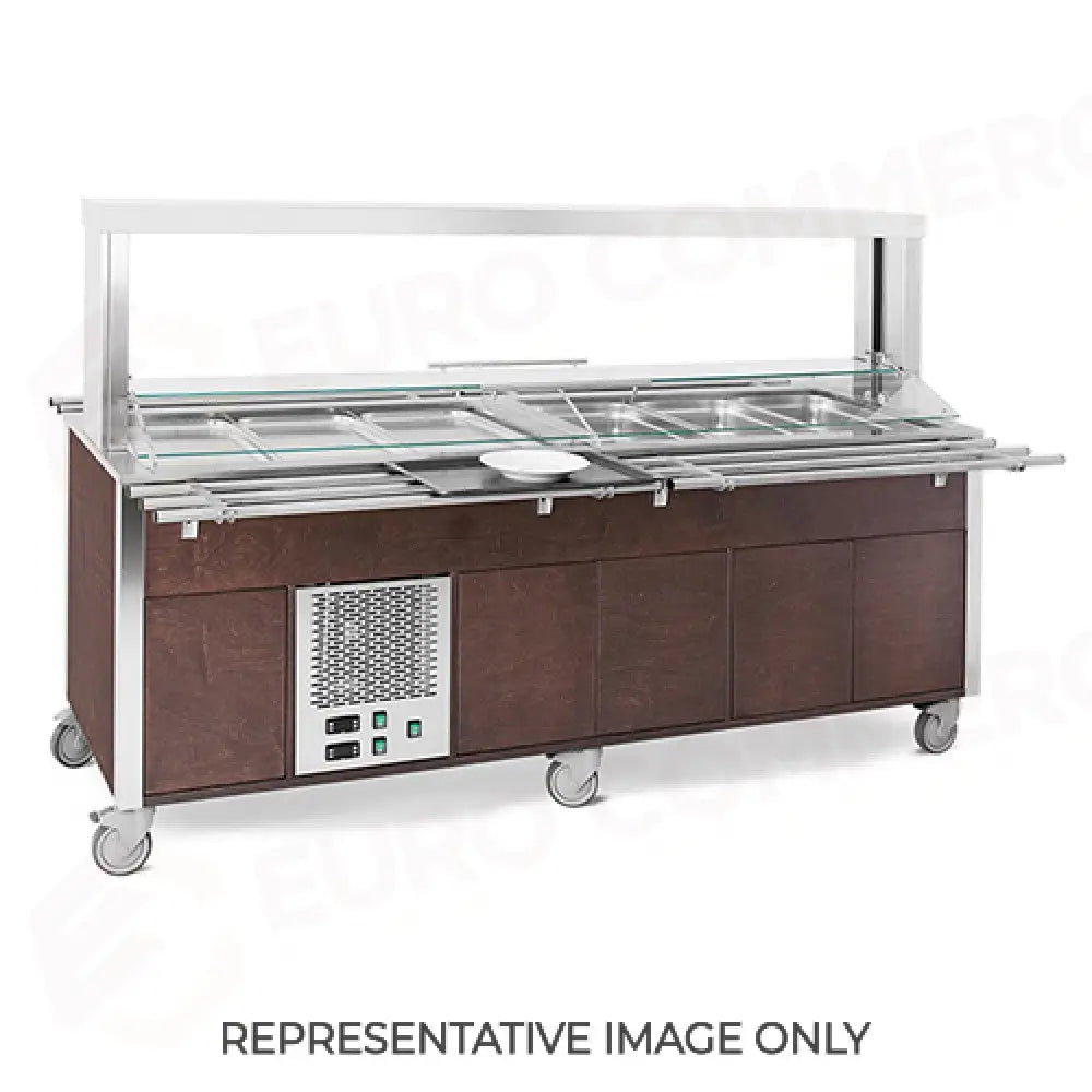 BUFFET MISTO GN 5/1 3 CALDI-2 FREDDI PARAFIATO MOBILE ARMADIATO ILLUMINAZIONE A LED LACCATO RAL - 6920CPB.5F2M-R
