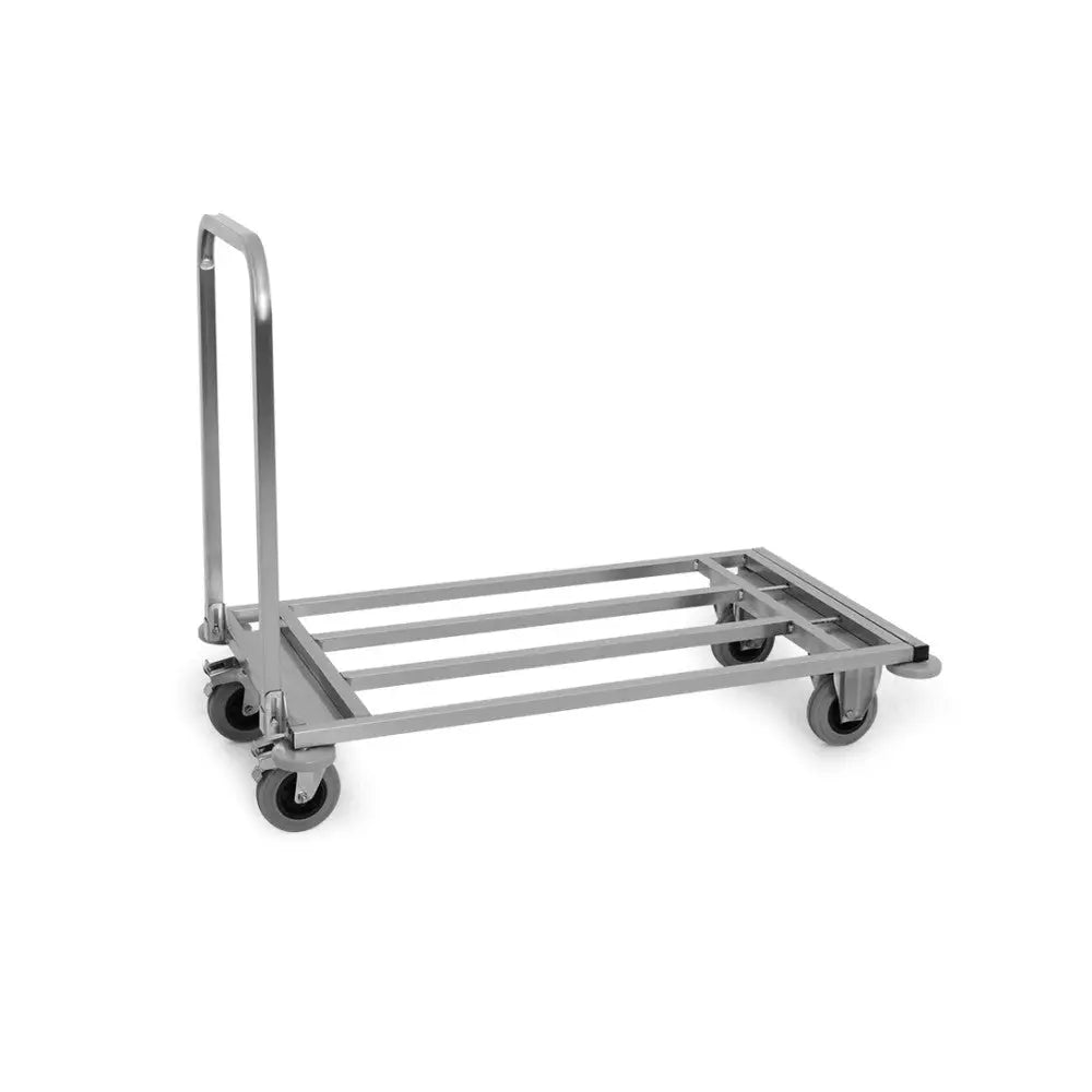 CARRELLO A PIANALE IN TUBO INOX ALLUNGABILE 2 RUOTE FRENATE - 1899 - METALCARRELLI - CARRELLI