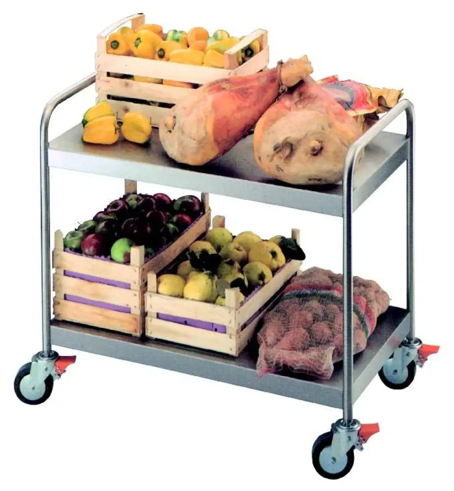 CARRELLO ACCIAIO INOX 2 RIPIANI 1020X575MM CON RUOTE ZINCATE PER TRASPORTI PESANTI - MS1002P-RF - KAREL - Attrezzatura