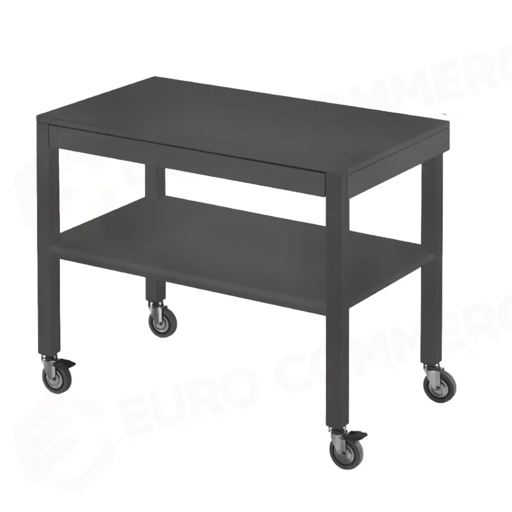 CARRELLO DI SERVIZIO IN LEGNO LACCATO GRIGIO GRANITO 2 PIANI CM 100X56 RUOTE ELASTICHE 2 FRENATE - 6850G-E