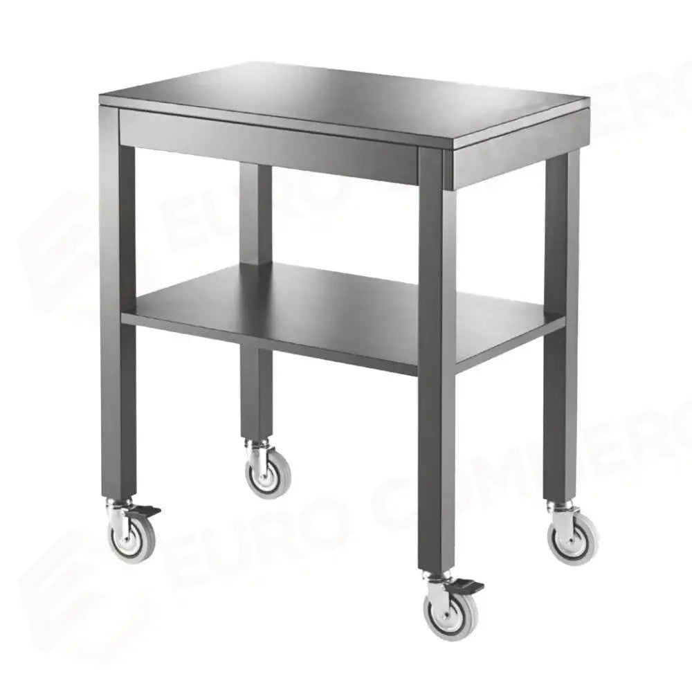 CARRELLO DI SERVIZIO IN LEGNO LACCATO GRIGIO GRANITO 2 PIANI CM 70X45 RUOTE ELASTICHE 2 FRENATE - 6830G-E