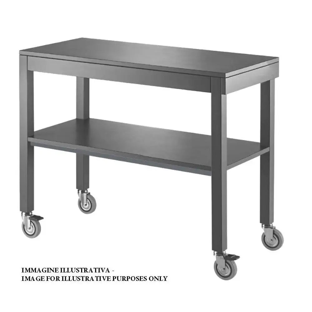 CARRELLO DI SERVIZIO IN LEGNO LACCATO GRIGIO GRANITO 2 PIANI CM 100X45 RUOTE ELASTICHE 2 FRENATE - 6840G-E