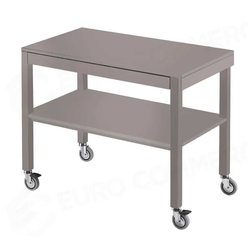 CARRELLO DI SERVIZIO IN LEGNO LACCATO GRIGIO ZONDA 2 PIANI CM 100X45 RUOTE ELASTICHE 2 FRENATE - 6840Z-E