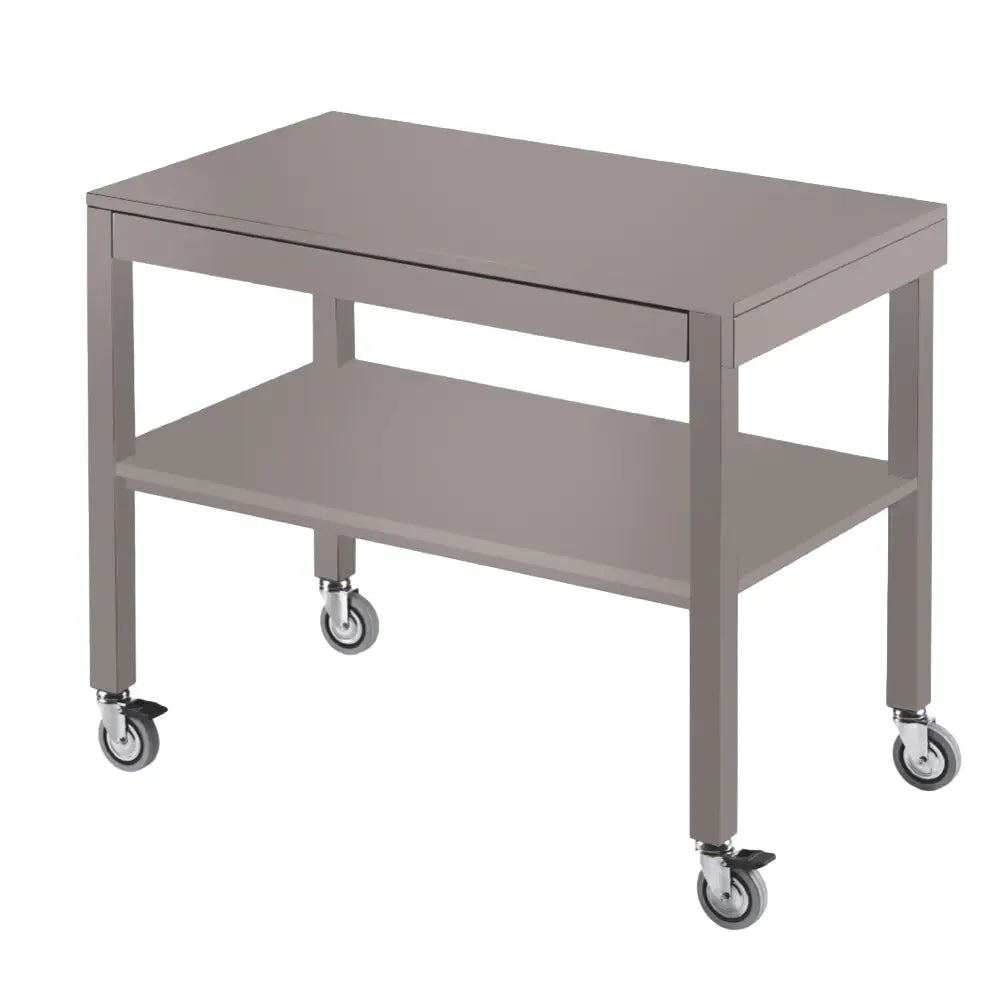 CARRELLO DI SERVIZIO IN LEGNO LACCATO GRIGIO ZONDA 2 PIANI CM 100X45 RUOTE ELASTICHE 2 FRENATE - 6840Z-E