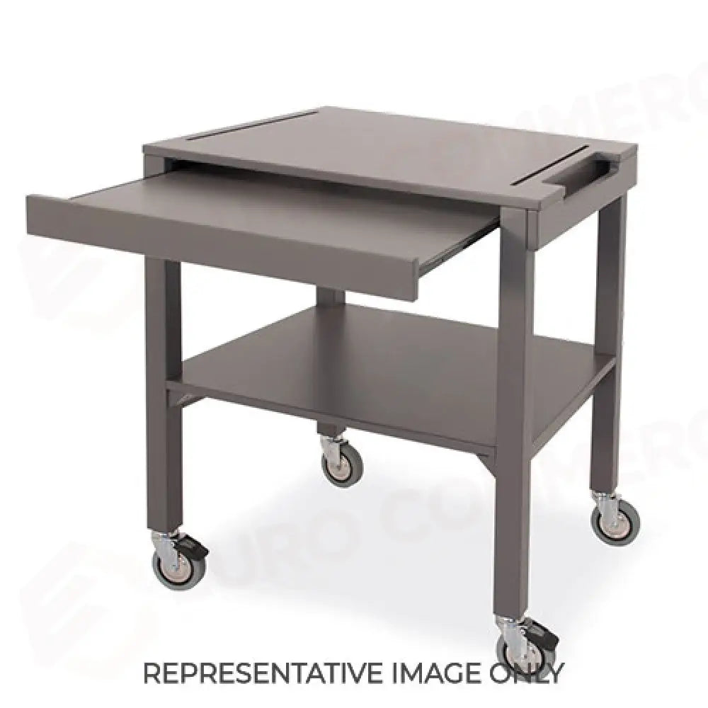 CARRELLO DI SERVIZIO IN LEGNO LACCATO GRIGIO ZONDA 2 PIANI CM 70X45 PORTAPIATTI ESTRAIBILE - 6832Z - METALCARRELLI