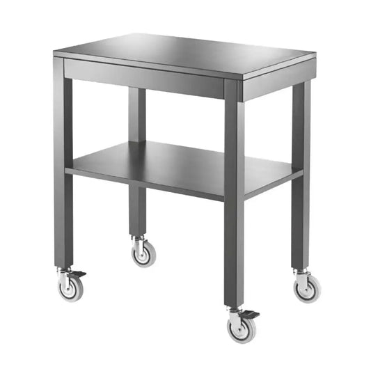 CARRELLO DI SERVIZIO IN LEGNO LACCATO GRIGIO ZONDA 2 PIANI CM 70X45 - 6830Z - METALCARRELLI - CARRELLI