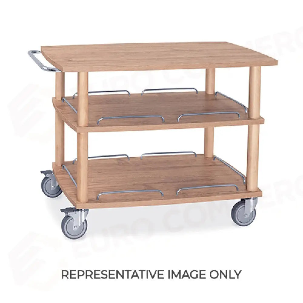 CARRELLO DI SERVIZIO IN LEGNO LACCATO NERO 3 PIANI 2 RUOTE FRENATE - 6063-F - METALCARRELLI - CARRELLI