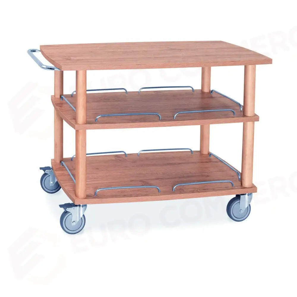 CARRELLO DI SERVIZIO IN LEGNO LACCATO NERO 3 PIANI - 6063 - METALCARRELLI - CARRELLI