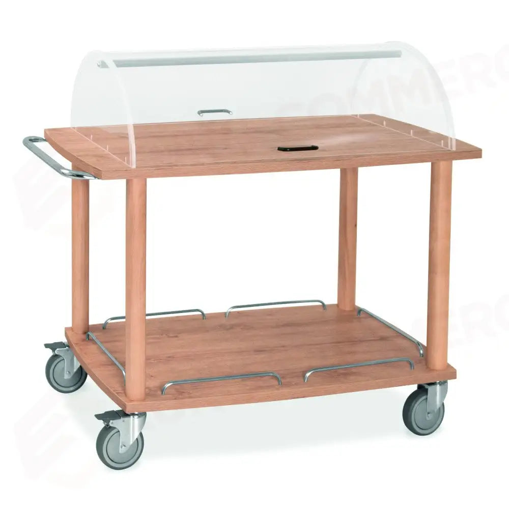 CARRELLO DI SERVIZIO IN LEGNO TINTO ROVERE 2 PIANI CUPOLA - 6061C - METALCARRELLI - CARRELLI