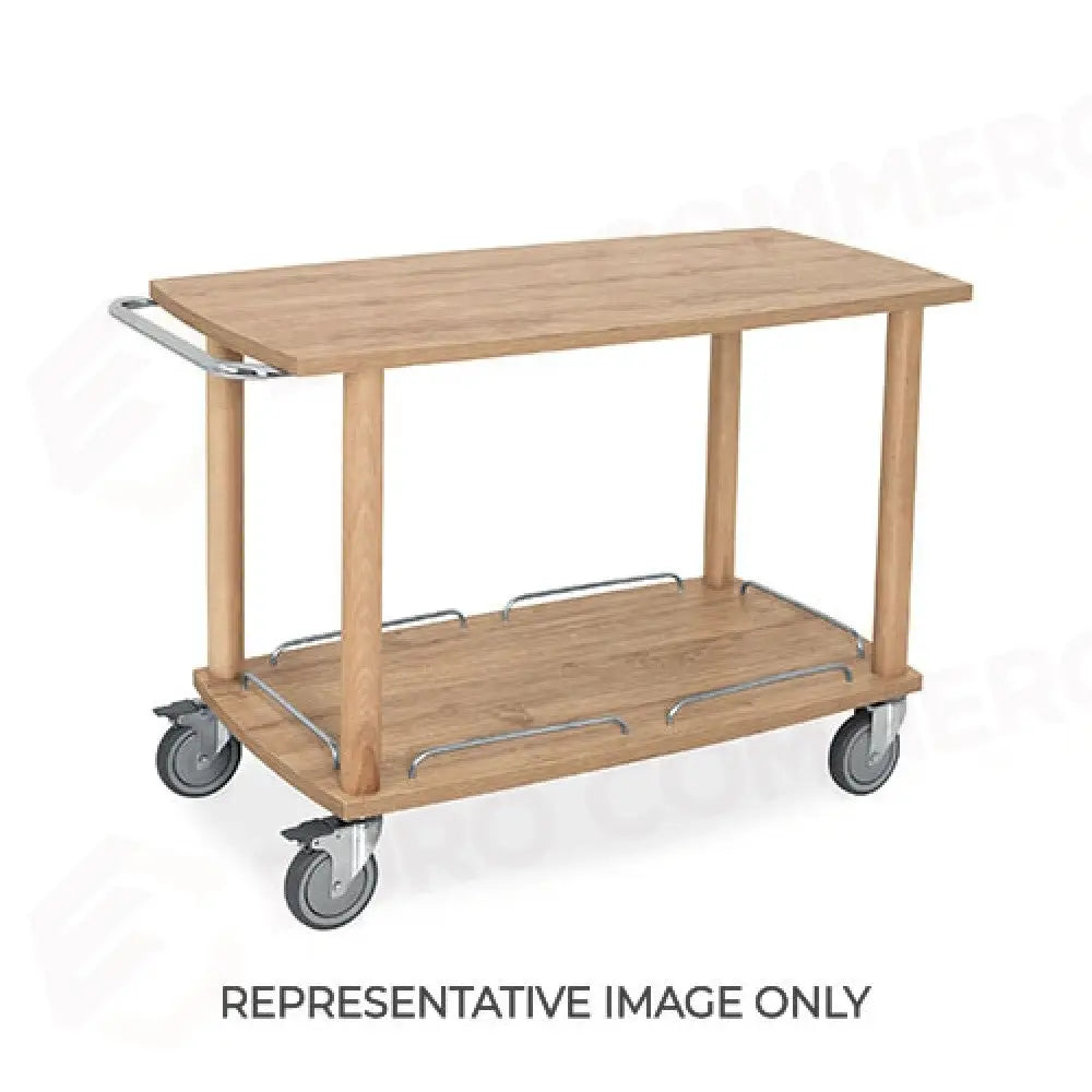 CARRELLO DI SERVIZIO IN LEGNO TINTO ROVERE 2 PIANI 2 FRENATE - 6061-F - METALCARRELLI - CARRELLI