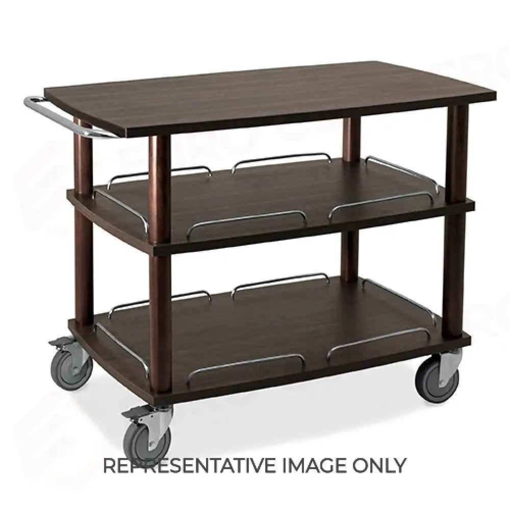 CARRELLO DI SERVIZIO IN LEGNO TINTO WENGÉ 2 PIANI 110 X 56 X 81 H 2 RUOTE FRENATE - 6063W-F - METALCARRELLI - CARRELLI