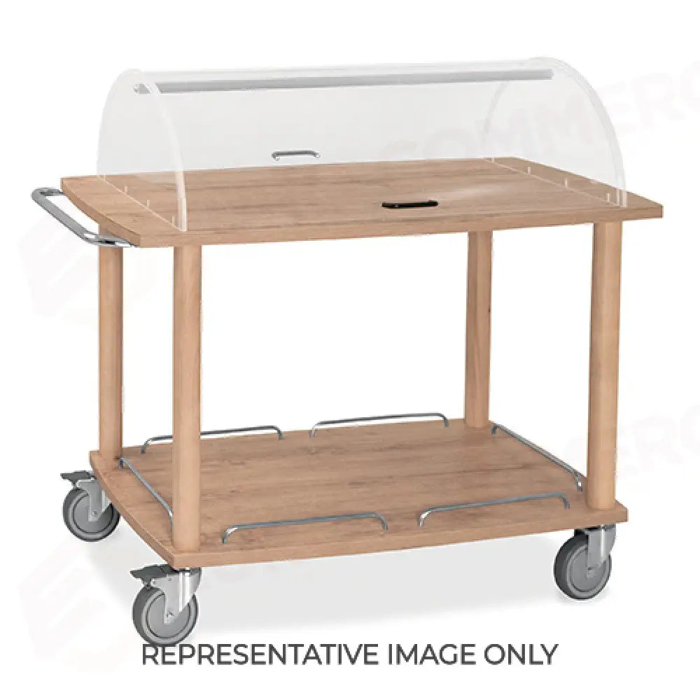 CARRELLO DI SERVIZIO IN LEGNO TINTO WENGÉ 2 PIANI CUPOLA - 6061CW - METALCARRELLI - CARRELLI