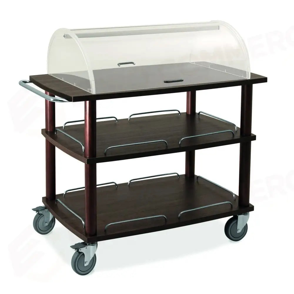 CARRELLO DI SERVIZIO IN LEGNO TINTO WENGÉ 3 PIANI CUPOLA - 6063CW - METALCARRELLI - CARRELLI