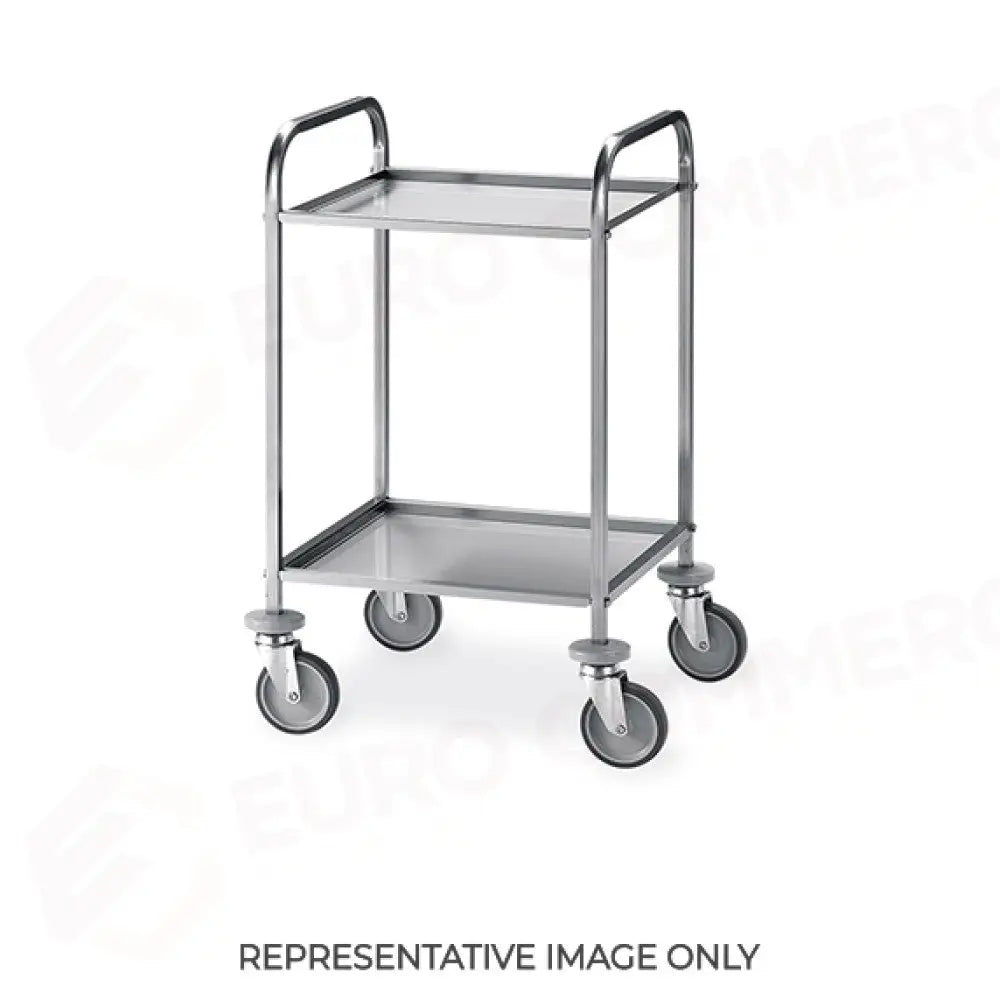 CARRELLO DI SERVIZIO INOX 2 PIANI CM 47X44X1,5H 2 RUOTE FRENATE - 1516-F - METALCARRELLI - CARRELLI