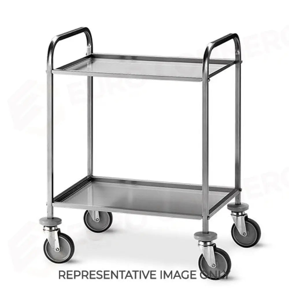 CARRELLO DI SERVIZIO INOX 2 PIANI CM 75X44X1,5H RUOTE ELASTICHE 2 FRENATE - 1520-E - METALCARRELLI - CARRELLI