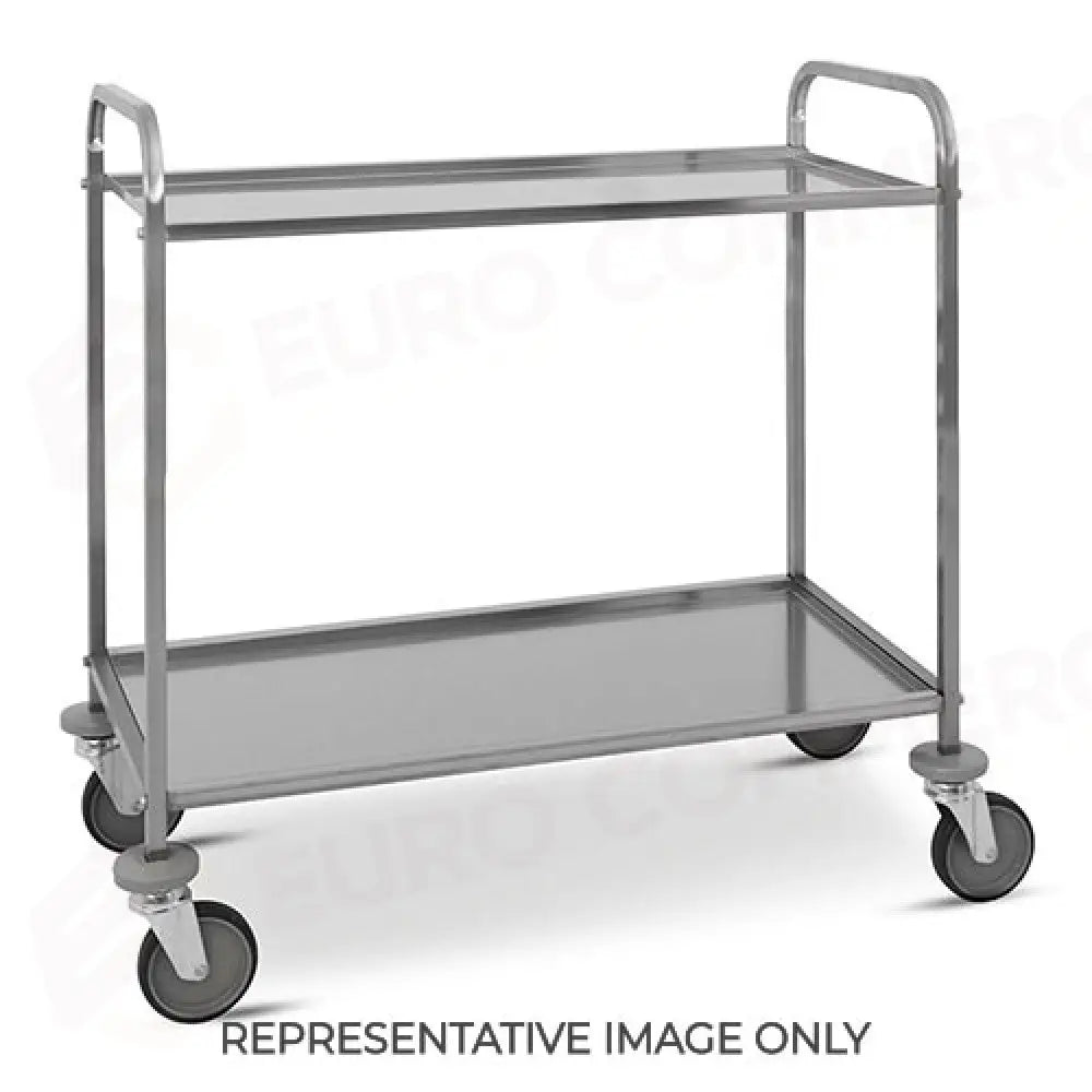 CARRELLO DI SERVIZIO INOX 2 PIANI CM 87X44X1,5H 2 RUOTE FRENATE - 1523-F - METALCARRELLI - CARRELLI