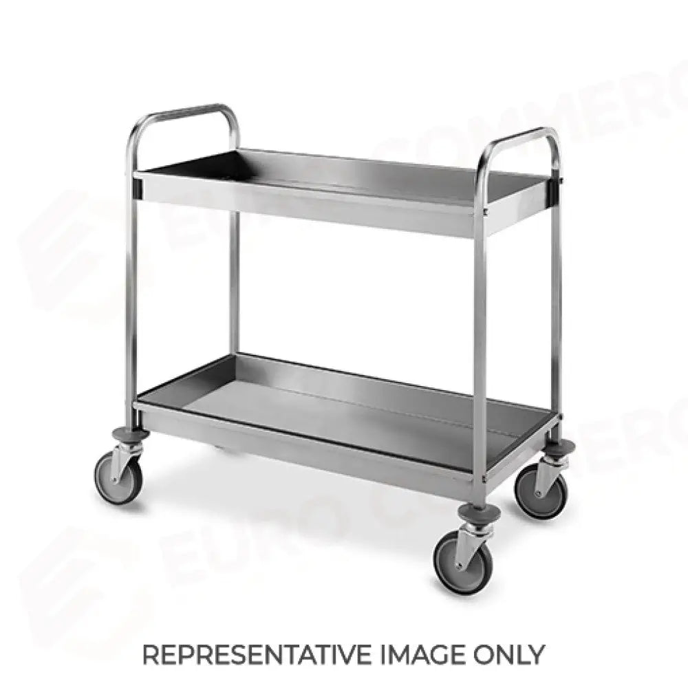 CARRELLO DI SERVIZIO INOX 2 PIANI CM 87X44X6,5H RUOTE ELASTICHE 2 FRENATE - 1526-E - METALCARRELLI - CARRELLI