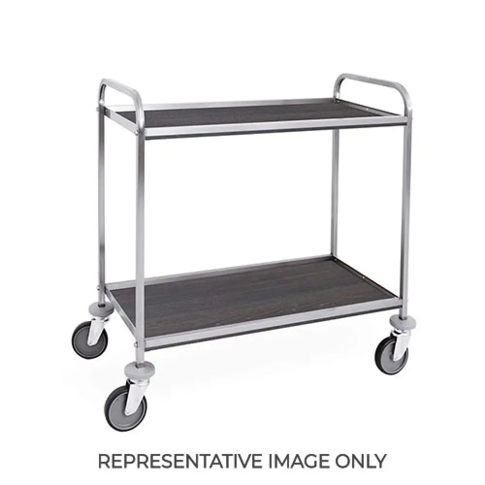 CARRELLO DI SERVIZIO INOX 2 PIANI NOBILITATO ROVERE TABACCO CM 50X45 - 4650.2T - METALCARRELLI - CARRELLI