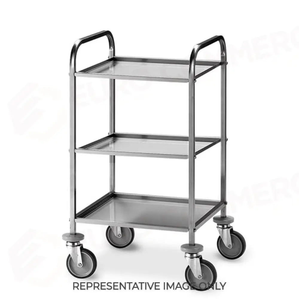 CARRELLO DI SERVIZIO INOX 3 PIANI CM 47X44X1,5H RUOTE ELASTICHE 2 FRENATE - 1517-E - METALCARRELLI - CARRELLI