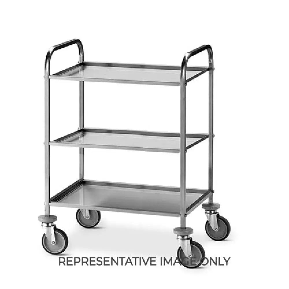 CARRELLO DI SERVIZIO INOX 3 PIANI CM 75X44X1,5H RUOTE ELASTICHE 2 FRENATE - 1521-E - METALCARRELLI - CARRELLI