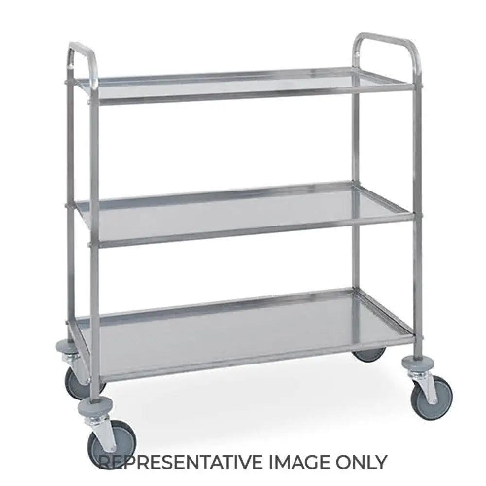 CARRELLO DI SERVIZIO INOX 3 PIANI CM 87X44X1,5H 2 RUOTE FRENATE - 1524-F - METALCARRELLI - CARRELLI