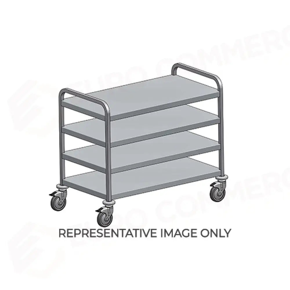 CARRELLO DI SERVIZIO INOX 4 PIANI NOBILITATO ROVERE TABACCO CM 50X45 2 RUOTE FRENATE - 4650.4T-F - METALCARRELLI