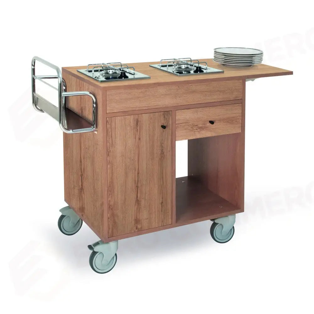 CARRELLO FLAMBÉ - TINTO ROVERE - DUE FUOCHI SEPARATI - STRUTTURA E PANNELLI IN NOBILITATO - 1160 - METALCARRELLI