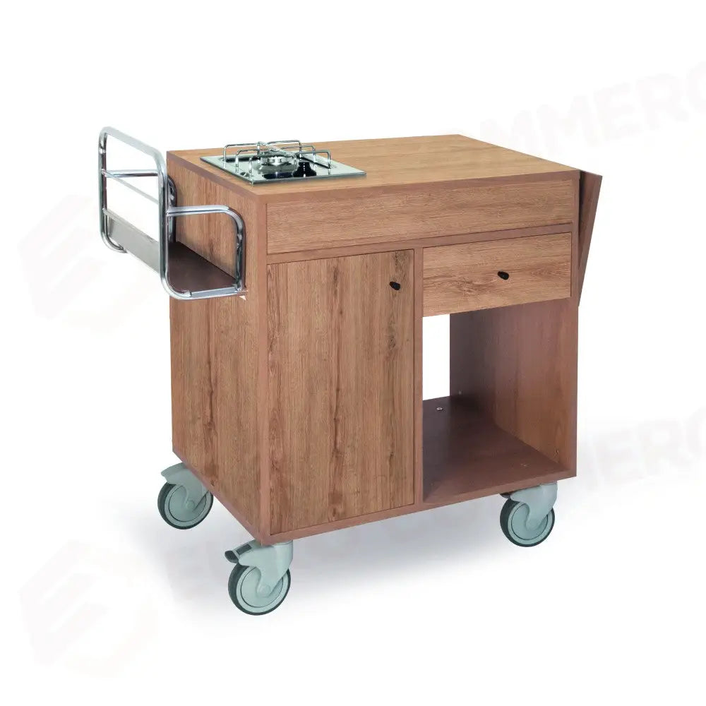 CARRELLO FLAMBÉ - TINTO ROVERE - FUOCO SINGOLO - STRUTTURA E PANNELLI IN NOBILITATO - 1160S - METALCARRELLI - CARRELLI