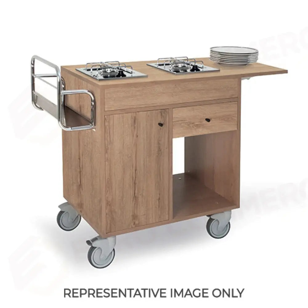 CARRELLO FLAMBÉ - TINTO WENGÉ - DUE FUOCHI SEPARATI - STRUTTURA E PANNELLI IN NOBILITATO - 1160DW - METALCARRELLI