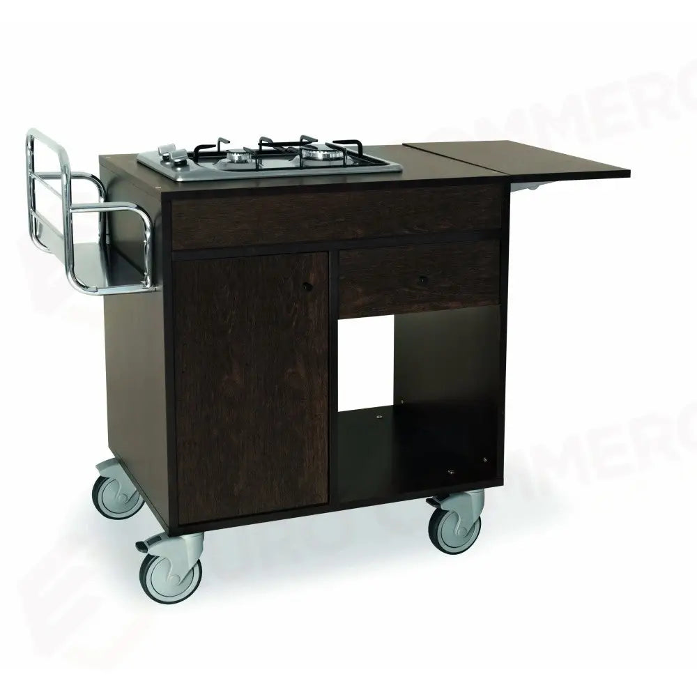 CARRELLO FLAMBÉ - TINTO WENGÉ - DUE FUOCHI UNITI - STRUTTURA E PANNELLI IN NOBILITATO - 1160W - METALCARRELLI - CARRELLI