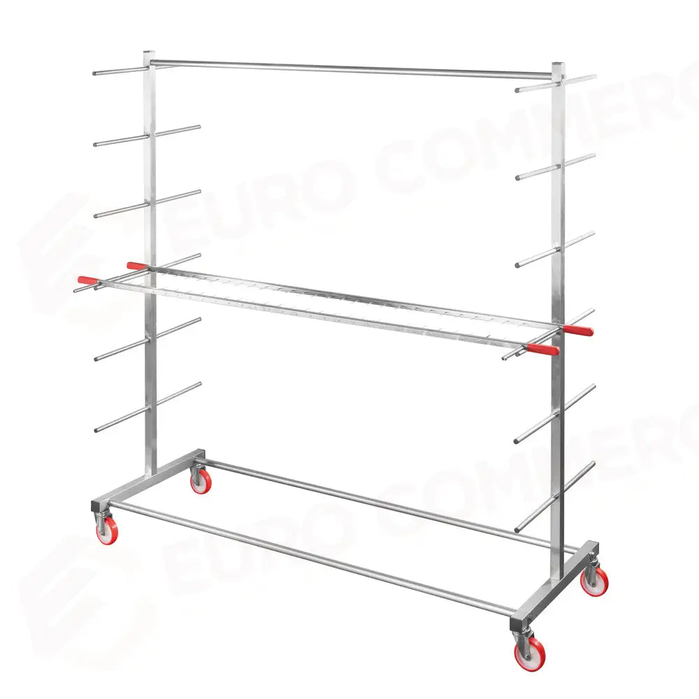 CARRELLO IN ACCIAIO INOX A 6 PIANI 12 POSIZIONI PER GIRA PANETTONI DA MT 1,50 - DIM. 132X66X190 H - CARGP150 - PAVONI