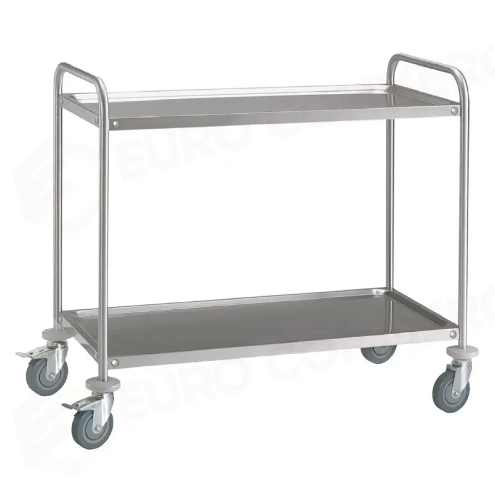 CARRELLO INOX 2 PIANI STAMPATI CM 100X50 MADE IN PRC - 2P100-50 - METALCARRELLI - CARRELLI