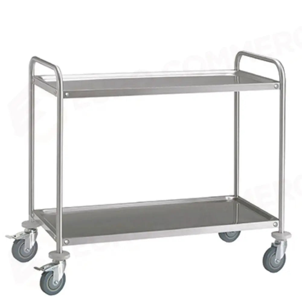 CARRELLO INOX 2 PIANI STAMPATI CM 100X60 MADE IN PRC - 2P100-60 - METALCARRELLI - CARRELLI