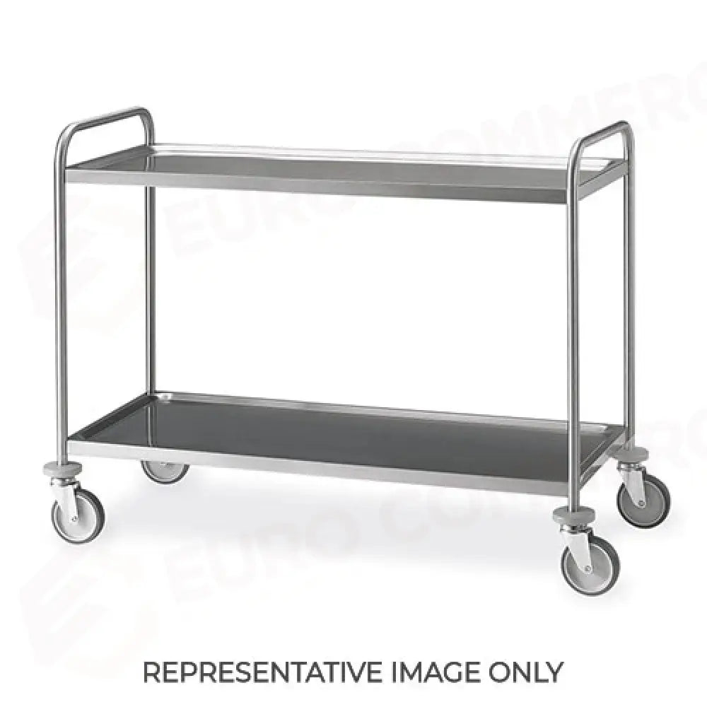 CARRELLO INOX 2 PIANI STAMPATI CM 120X60 2 RUOTE FRENATE - 14032-F - METALCARRELLI - CARRELLI
