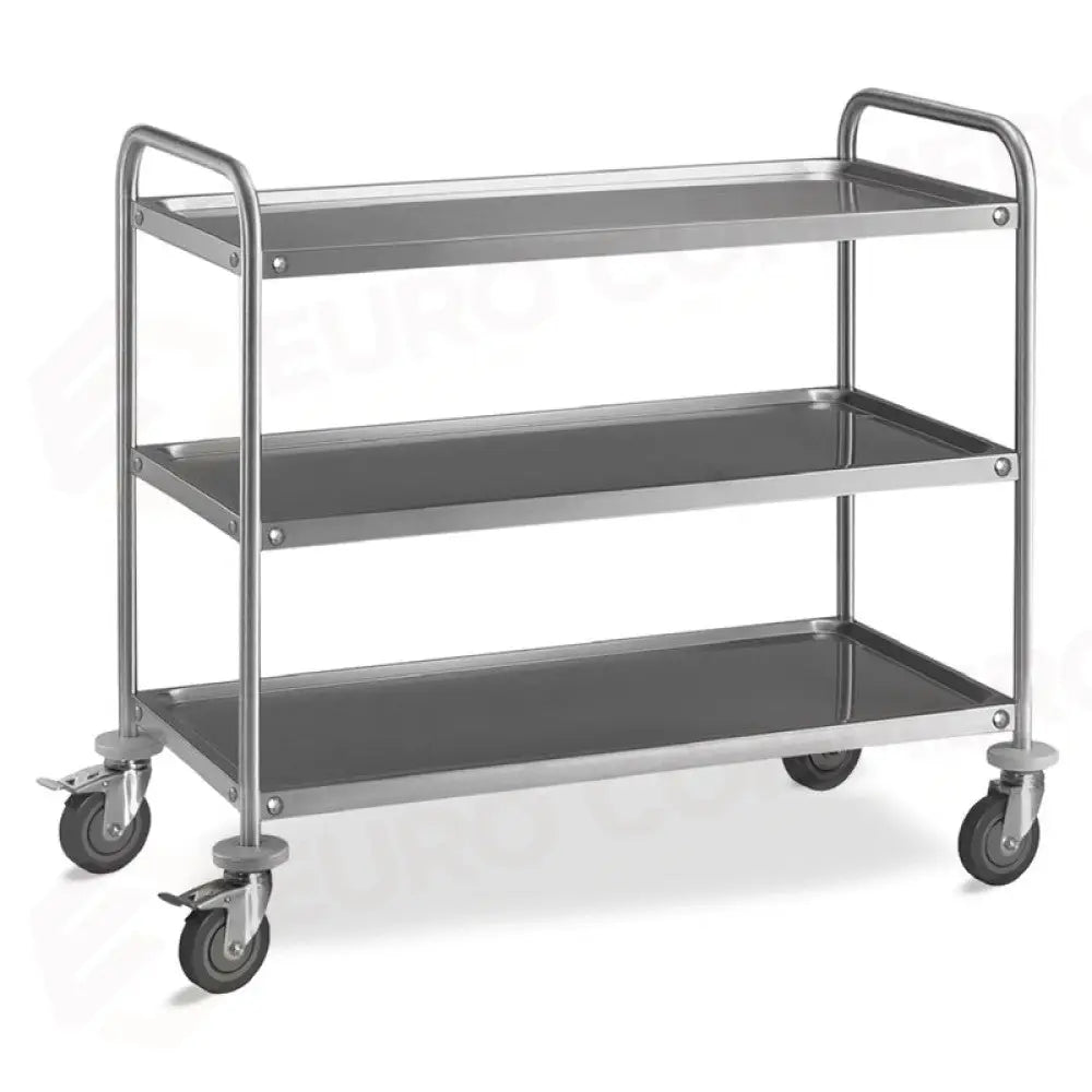 CARRELLO INOX 3 PIANI STAMPATI CM 100X50 MADE IN PRC - 3P100-50 - METALCARRELLI - CARRELLI