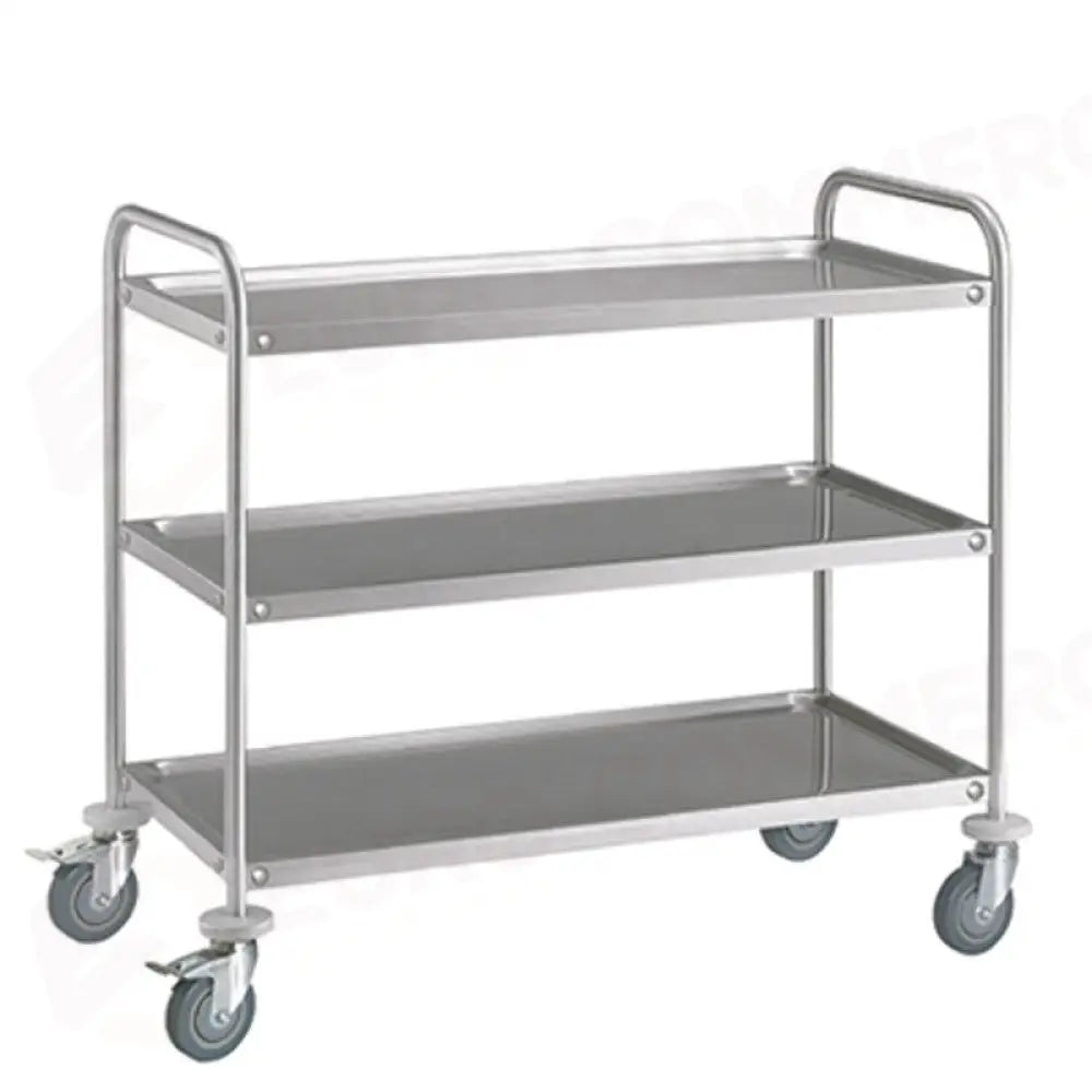 CARRELLO INOX 3 PIANI STAMPATI CM 100X60 MADE IN PRC - 3P100-60 - METALCARRELLI - CARRELLI