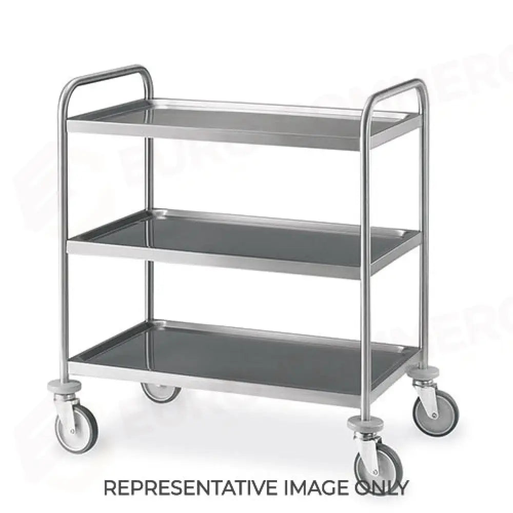 CARRELLO INOX 3 PIANI STAMPATI CM 80X50 2 RUOTE FRENATE - 1405C-F - METALCARRELLI - CARRELLI