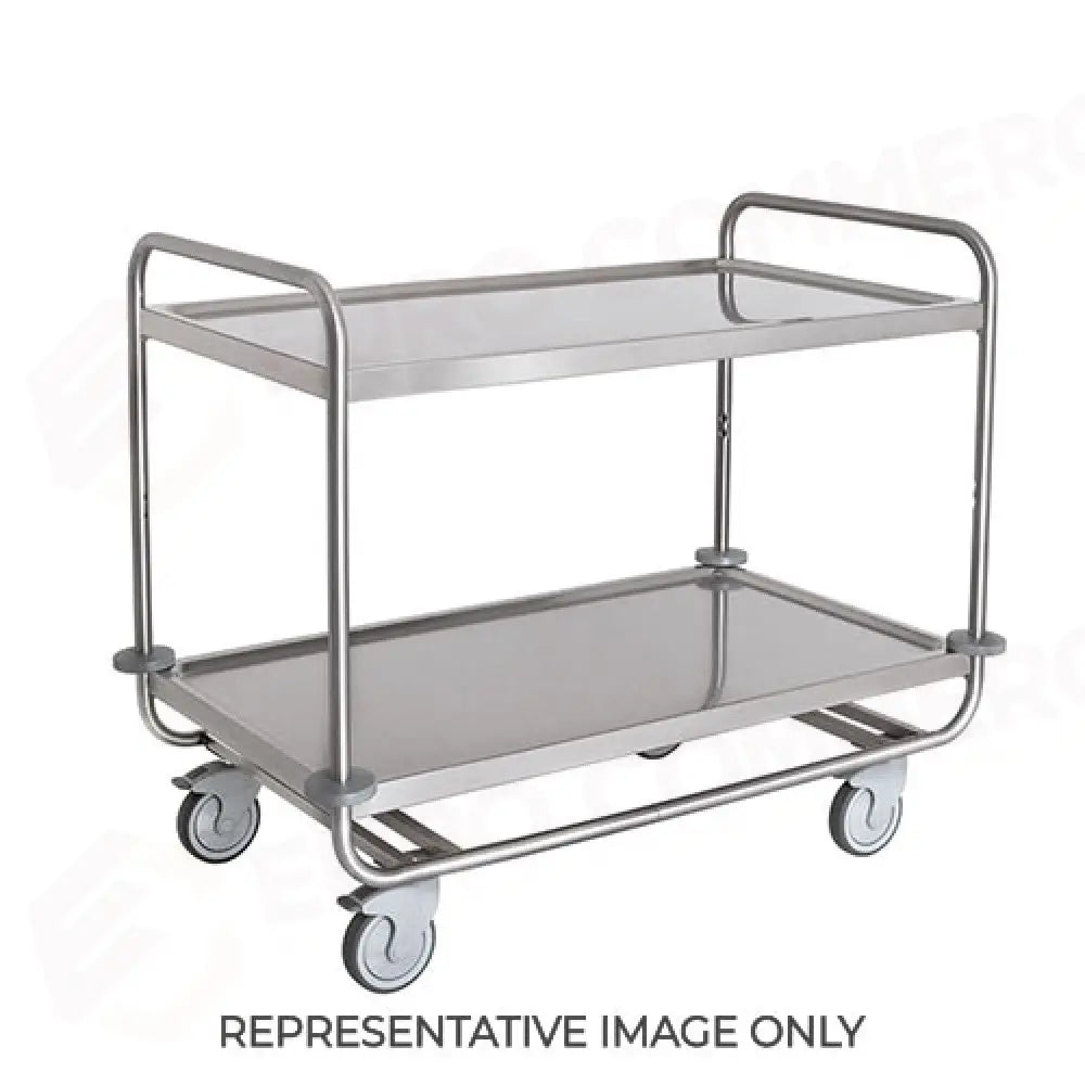 CARRELLO INOX PORTATA 200 KG 2 PIANI STAMPATI CM 100X60 RUOTE ELASTICHE 2 FRENATE - 1402P-E - METALCARRELLI - CARRELLI
