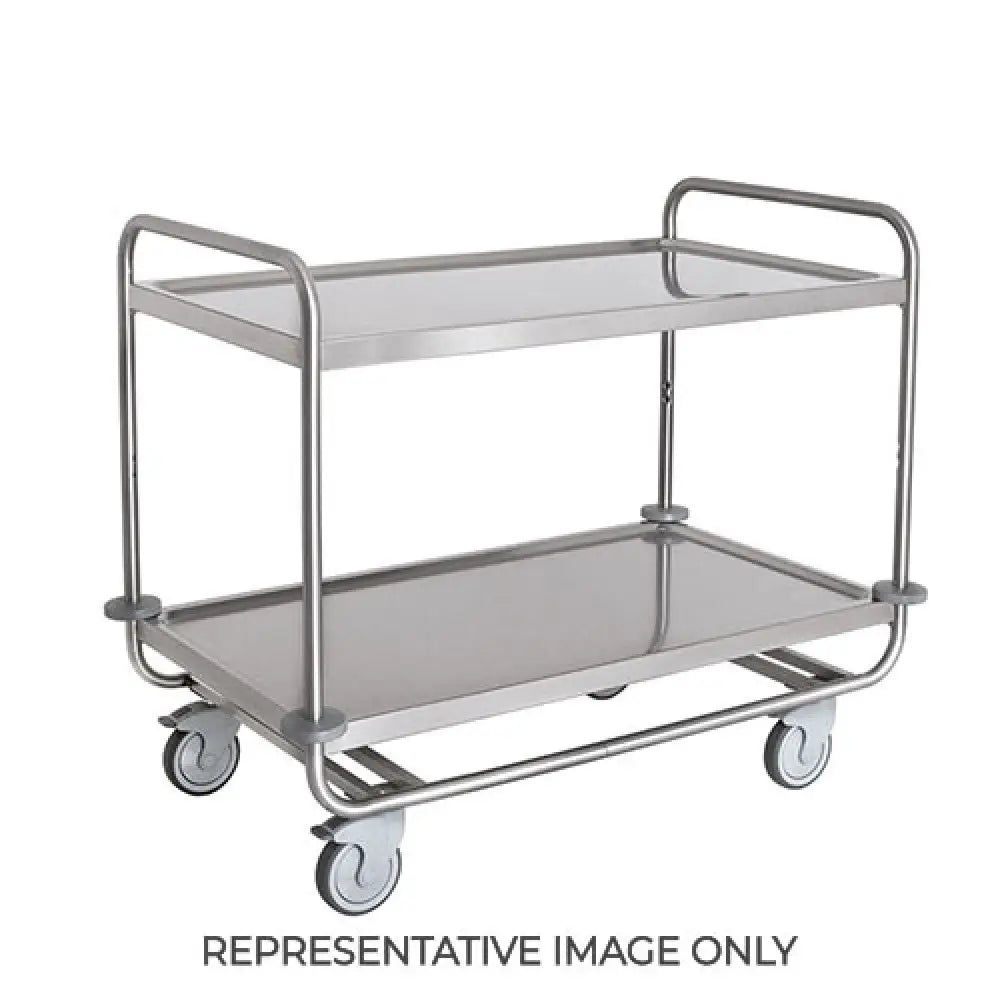 CARRELLO INOX PORTATA 200 KG 2 PIANI STAMPATI CM 100X60 RUOTE ELASTICHE 2 FRENATE - 1402P-E - METALCARRELLI - CARRELLI
