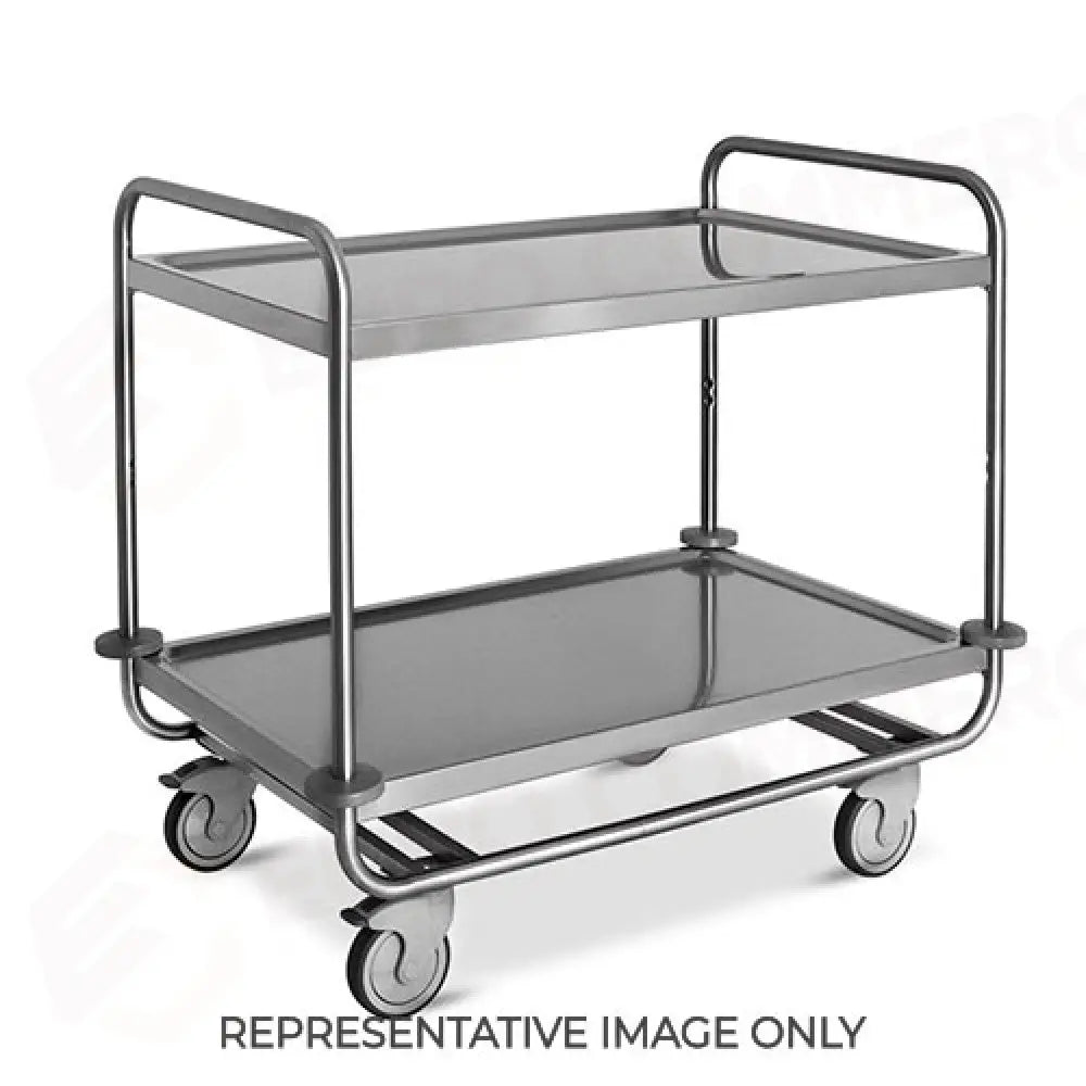 CARRELLO INOX PORTATA 200 KG 2 PIANI STAMPATI CM 80X50 RUOTE ELASTICHE 2 FRENATE - 1400CP-E - METALCARRELLI - CARRELLI